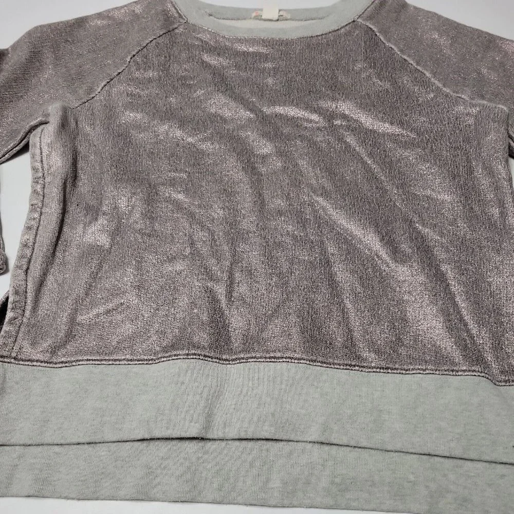 CrewCuts Sweater Girl 12 Grey Crew Neck 100 Cotton Sweatshirt High Low Split Hem - Picture 4 of 12